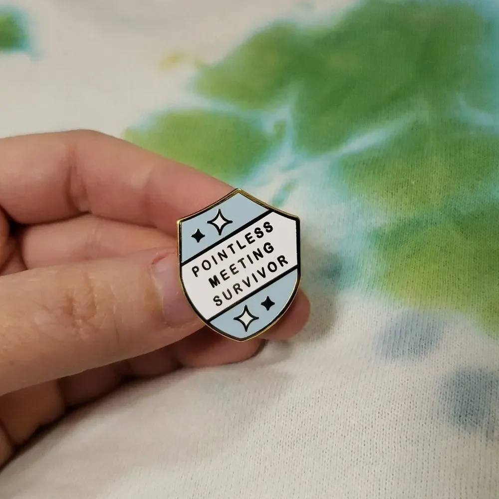 🕐Pointless meeting survivor badge enamel pin - Picture 2 of 7
